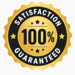 100% satisfaction guarantee badge for local garage door repair services in Anderson Indiana.